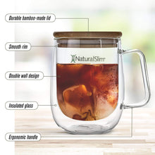 Cargar imagen en el visor de la galería, Taza para bebidas frías o calientes de NaturalSlim® | Double Wall Glass Mug