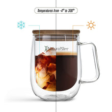Cargar imagen en el visor de la galería, Taza para bebidas frías o calientes de NaturalSlim® | Double Wall Glass Mug
